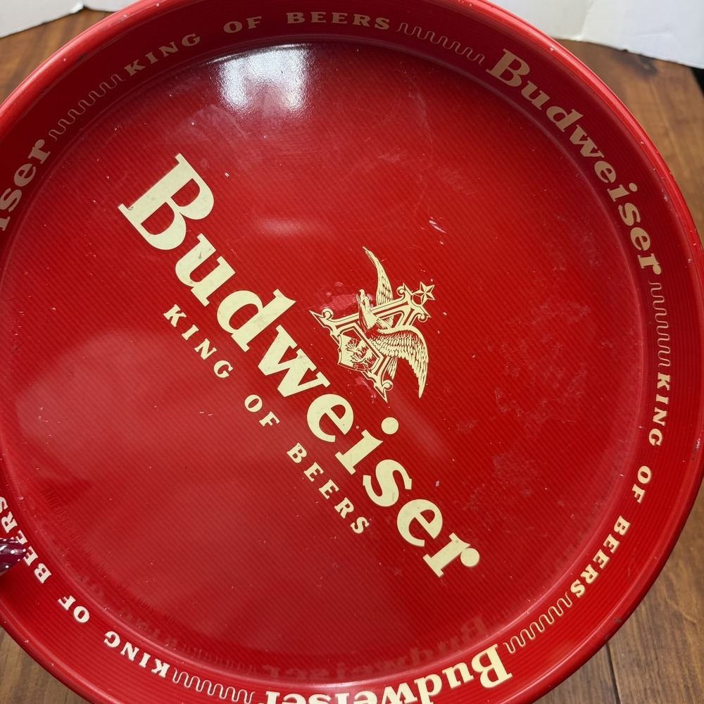 Budweiser King of Beers Red Collectible Breweriana Beer Tray Vintage